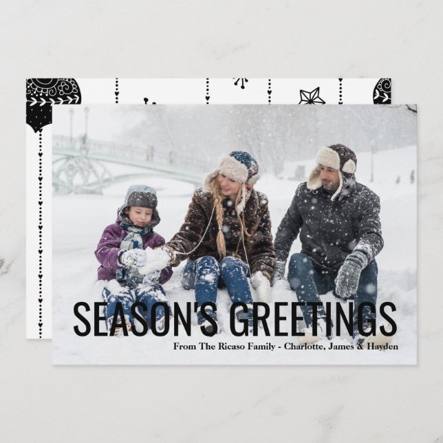 Seasons Greetings Christmas Holiday Photo Card (Front/Back)