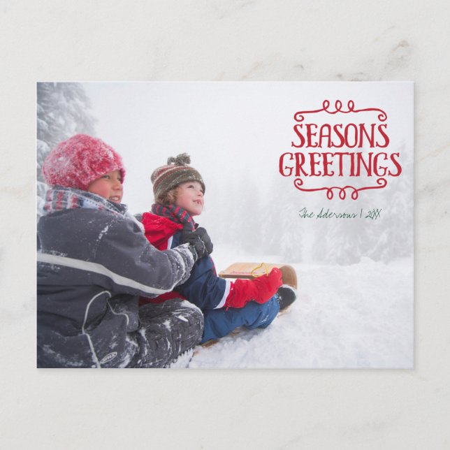 Seasons Greetings Christmas Holiday Photo Postcard (Front)