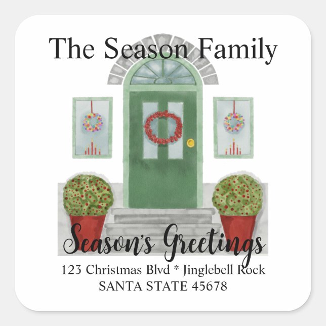 Season's Greetings Christmas home Envelope seal (Front)