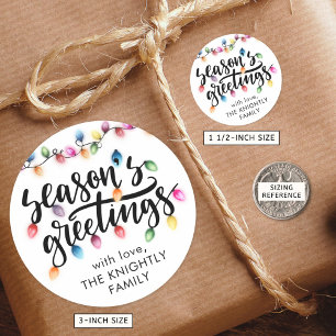 Seasons Greetings Christmas Lights From Name Classic Round Sticker