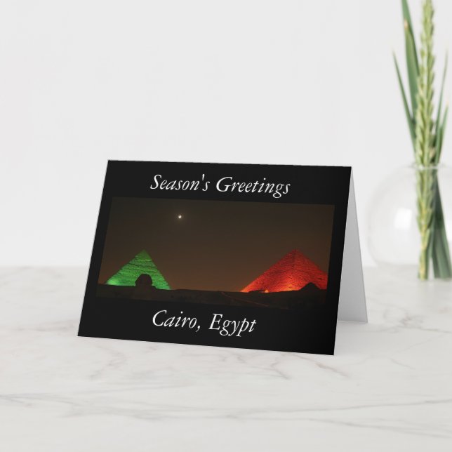 Season's Greetings Christmas Pyramid Notecard (Front)