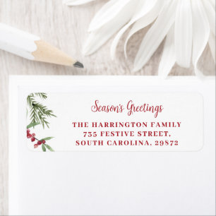 Season's Greetings Christmas Return Address Label