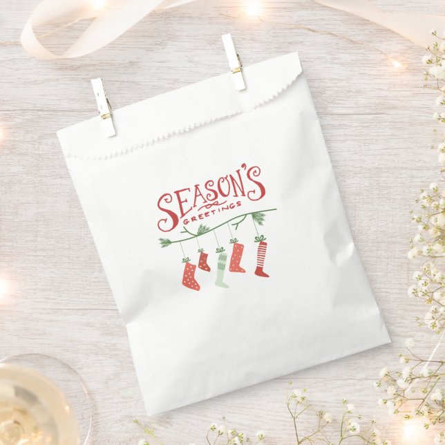 Season's Greetings & Christmas Stockings Favour Bag (Clipped)