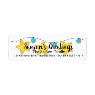 Season's Greetings Christmas Tree Lights Label Return Address Label