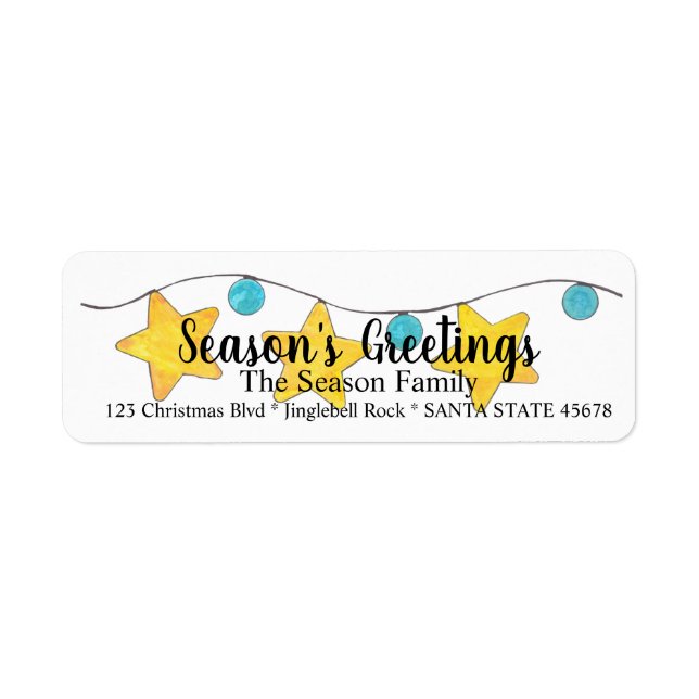 Season's Greetings Christmas Tree Lights Label Return Address Label (Front)