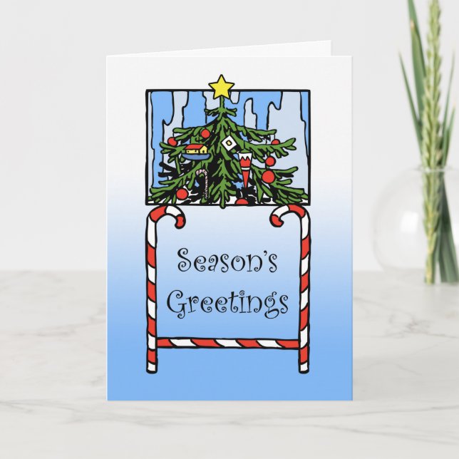 Season's Greetings, Christmas Tree with Ornaments Holiday Card (Front)