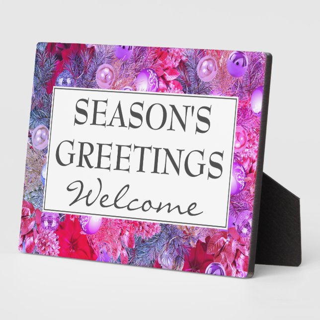 SEASONS GREETINGS Christmas Welcome Plaque (Side)