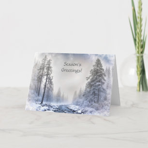 Seasons Greetings Christmas with Winter Landscape Card