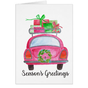 Season's Greetings Classic Car Watercolor