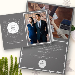 Season's Greetings Classic Seal Photo Business Holiday Card