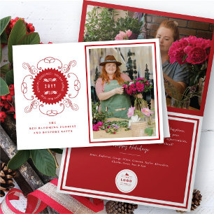 Season's Greetings Classic Seal Photo Business Holiday Card