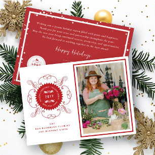 Season's Greetings Classic Seal Photo Business Holiday Card