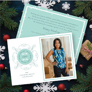 Season's Greetings Classic Seal Photo Business Holiday Card