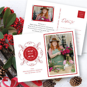 Season's Greetings Classic Seal Photo Business Holiday Postcard