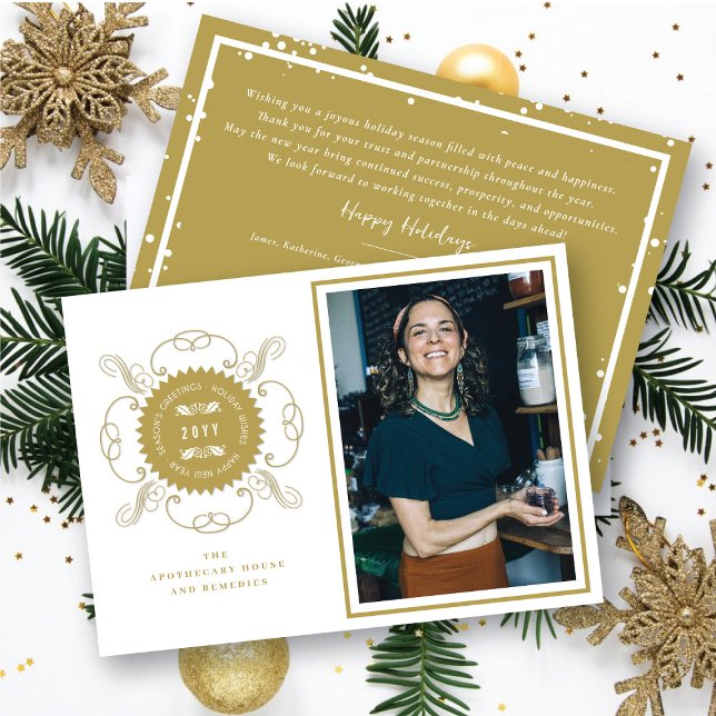 Season's Greetings Classic Seal Photo Business Invitation (Creator Uploaded)