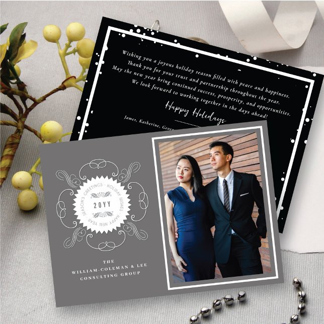 Season's Greetings Classic Seal Photo Business Invitation (Creator Uploaded)