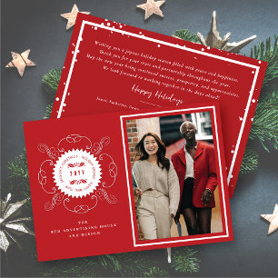 Season's Greetings Classic Seal Photo Business Invitation