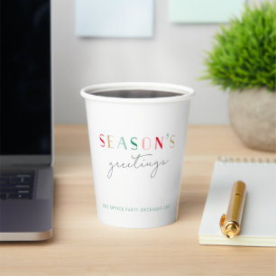 Seasons Greetings Colourful Party Office Paper cup