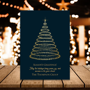 Seasons Greetings Corporate Gold Christmas Tree Postcard