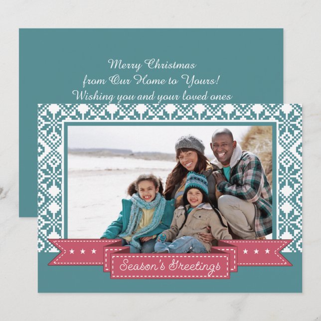 Season's Greetings. Custom Photo Christmas Holiday Card (Front/Back)