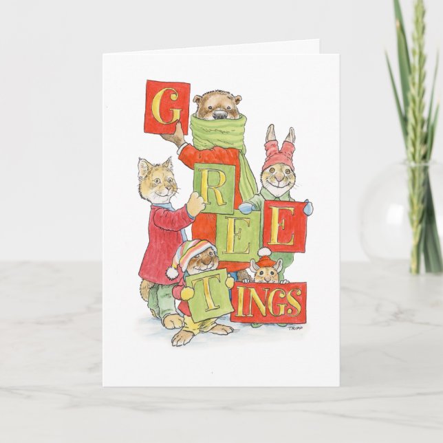 Season's Greetings Cute Animal Card (Front)