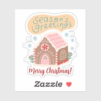 Seasons Greetings Cute Gingerbread House Pastel