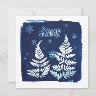 Season's Greetings Cyanotype Square Holiday Card