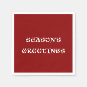 Season's Greetings Dark Red Paper Napkin