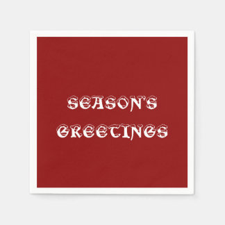Season's Greetings Dark Red Paper Napkin