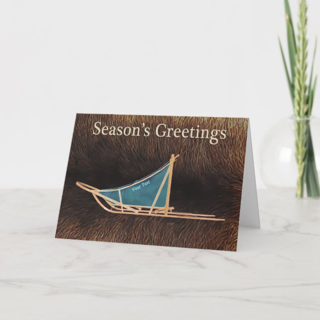 Season's Greetings - Dog Sled Holiday Card (Front)