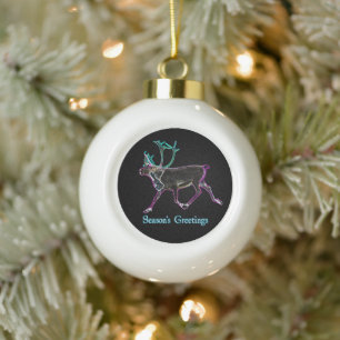 Season's Greetings - Electric Caribou Ceramic Ball Christmas Ornament