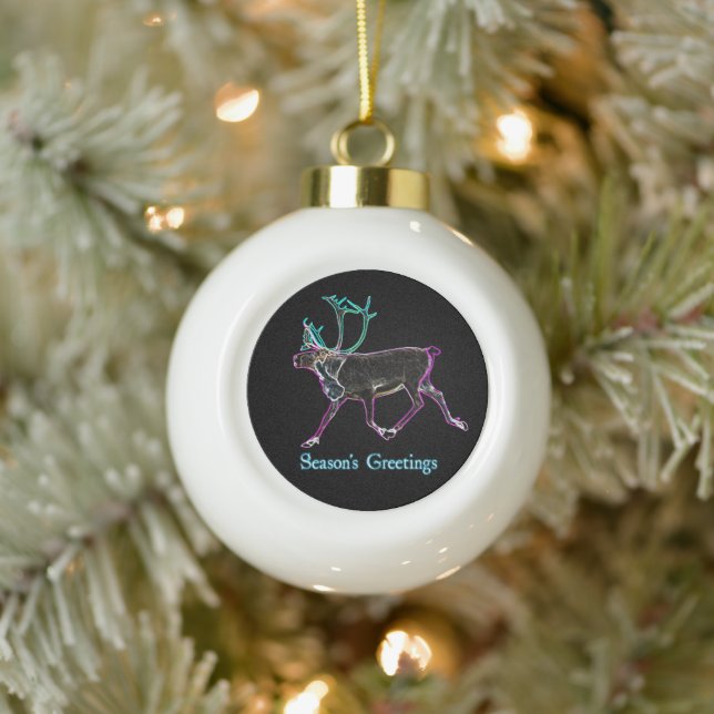 Season's Greetings - Electric Caribou Ceramic Ball Christmas Ornament (Tree)