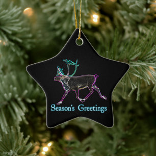 Season's Greetings - Electric Caribou Ceramic Tree Decoration