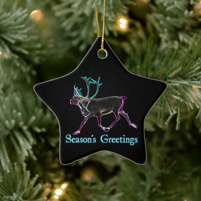 Season's Greetings - Electric Caribou Ceramic Tree Decoration (Tree)