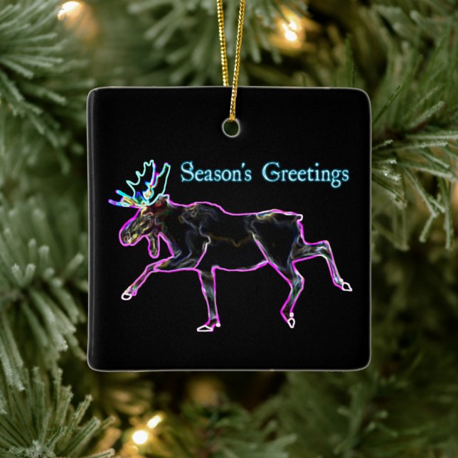 Season's Greetings - Electric Moose Ceramic Tree Decoration (Tree)