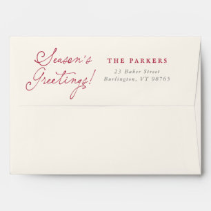 Season's Greetings! Elegant Script Return Address Envelope