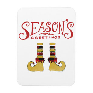 Season's Greetings Elf Shoes Magnet