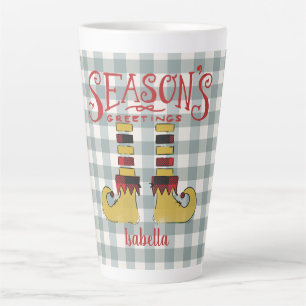 Season's Greetings Elf Shoes Personalised Latte Mug