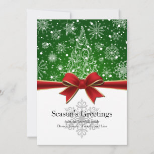 Season's Greetings Evergreen Holiday Flat Card