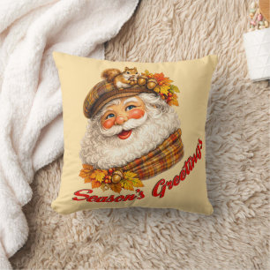 Season's Greetings - Fall Santa Cushion