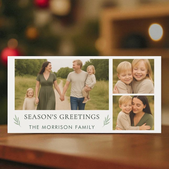 Season's Greetings Family Elegant Botanical Photo Holiday Card (Creator Uploaded)