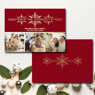 Season's Greetings Family Photos Christmas Foil Holiday Card