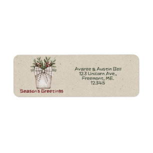 Season's Greetings Floral Basket Return Address  Label