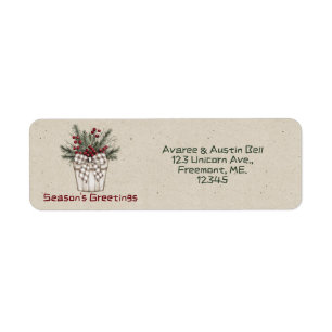 Season's Greetings Floral Basket Return Address  Label