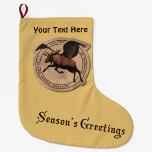 Season's Greetings - Flying Moose Aviation Patch Large Christmas Stocking