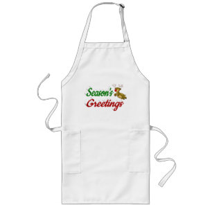 Seasons Greetings Flying Reindeer Christmas script Long Apron