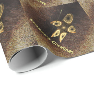 Season's Greetings - Fractal Inuit Hunter Wrapping Paper