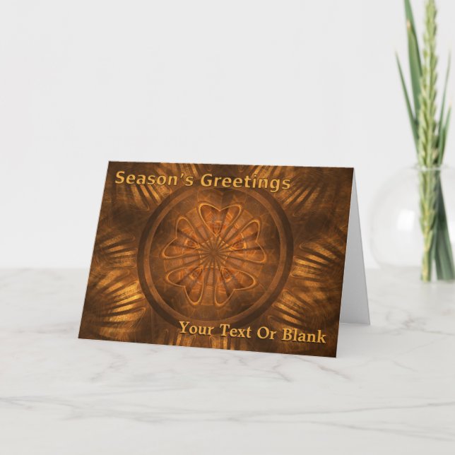 Season's Greetings - Fractal Wood Carving Card (Front)