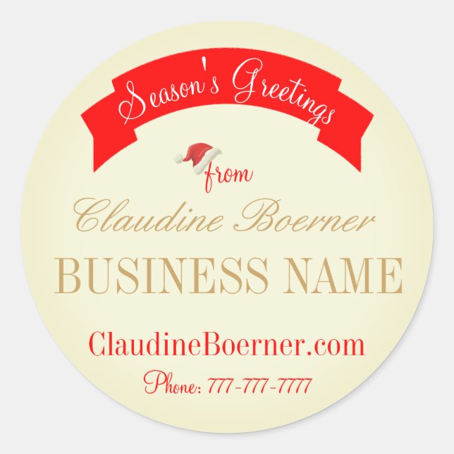 Season's Greetings From Business Stickers Labels (Front)