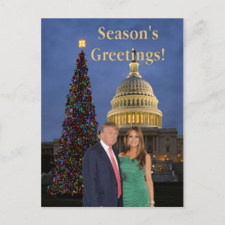 Season's Greetings from Donald and Melania Holiday Postcard